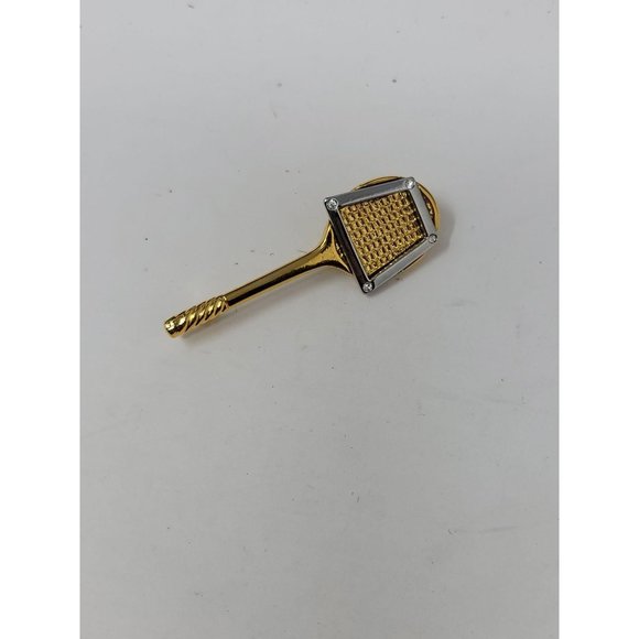 Liz Claiborne Jewelry - Liz Claiborne Tennis Racket Pin Brooch Silver/Gold